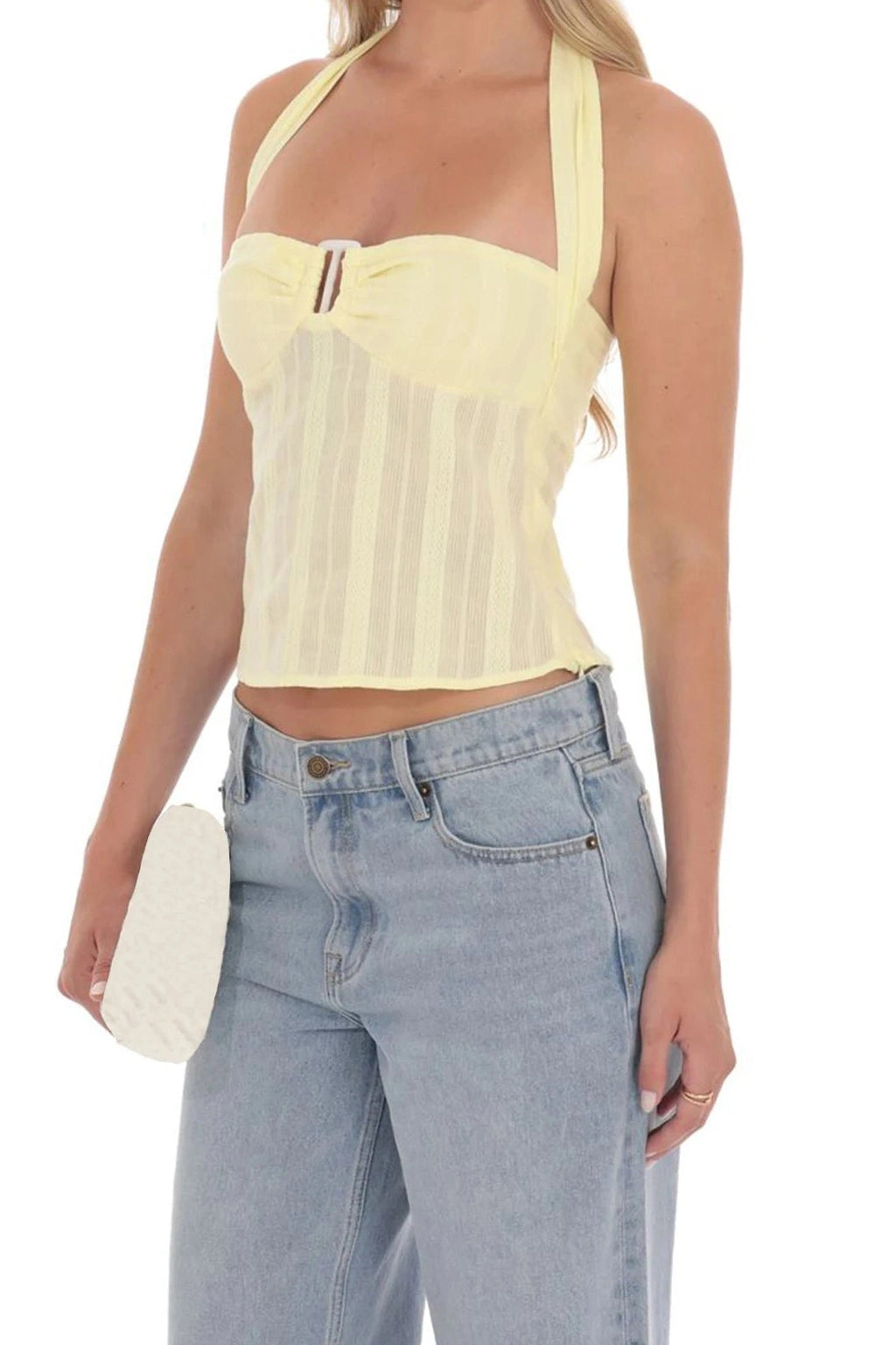 Glorol - Lace Sleeveless Backless Slim Fit Top