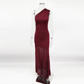 Glorol - Off Shoulder See Through Patchwork Backless Maxi Dress