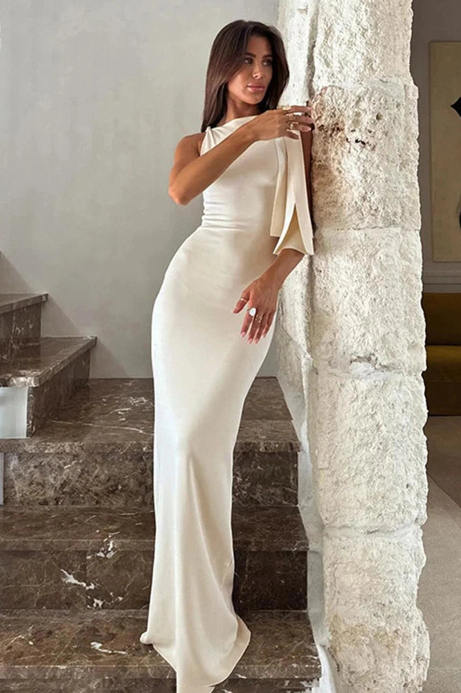 Glorol - Lace-Up Slim Sleeveless Bodycon Maxi Dress