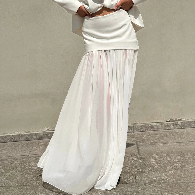 Glorol - Paneled High-Waisted Flowy Skirt