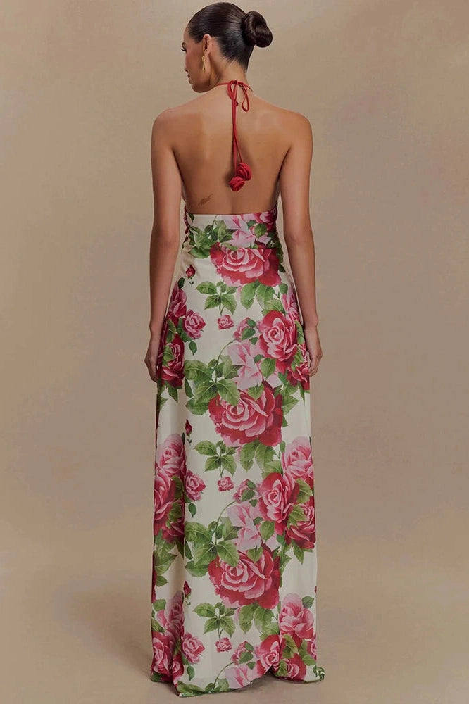 Glorol - Printed Off-Shoulder Strapless Sleeveless Backless Maxi Dress