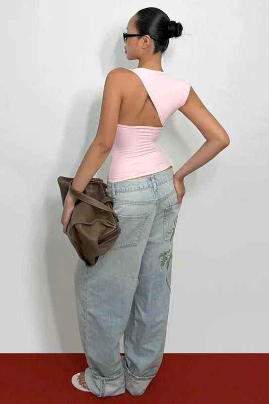 Glorol - Sleeveless Slim Irregular Top