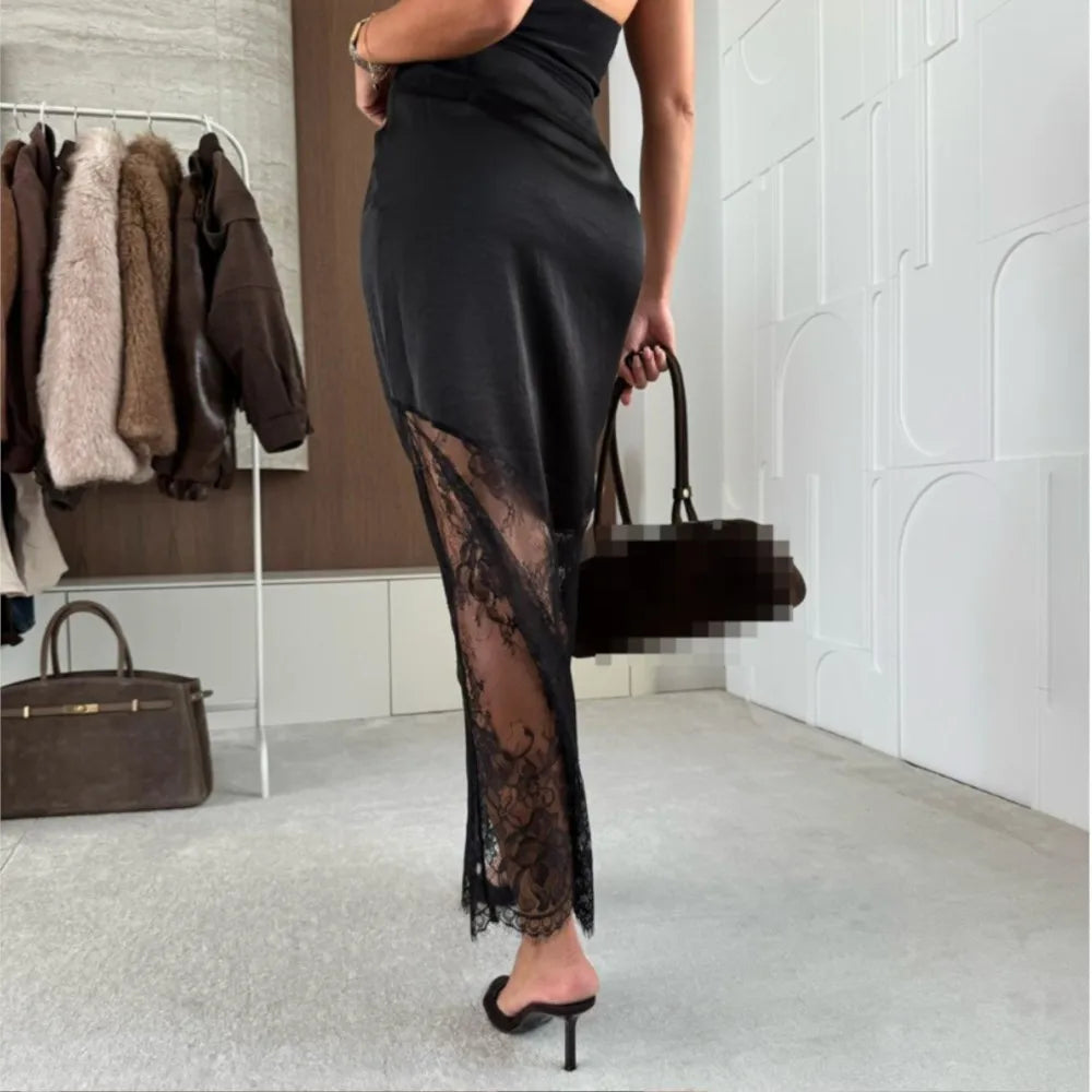 Glorol - Elegant Loose Splicing High Waist Skirt
