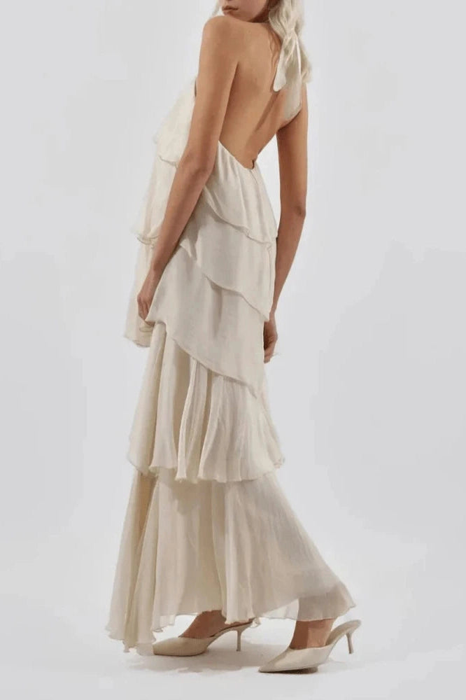 Glorol - Off Shoulder Sleeveless Loose A-Line High Waist Maxi Dress
