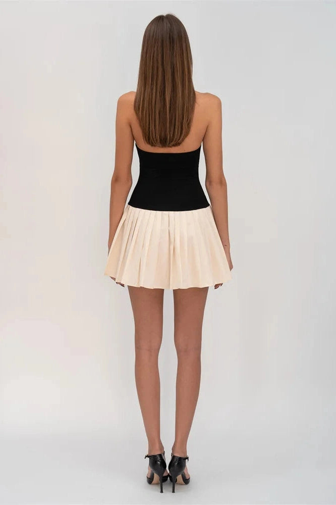Glorol - Sleeveless Slim Patchwork Backless Bodycon Mini Dress