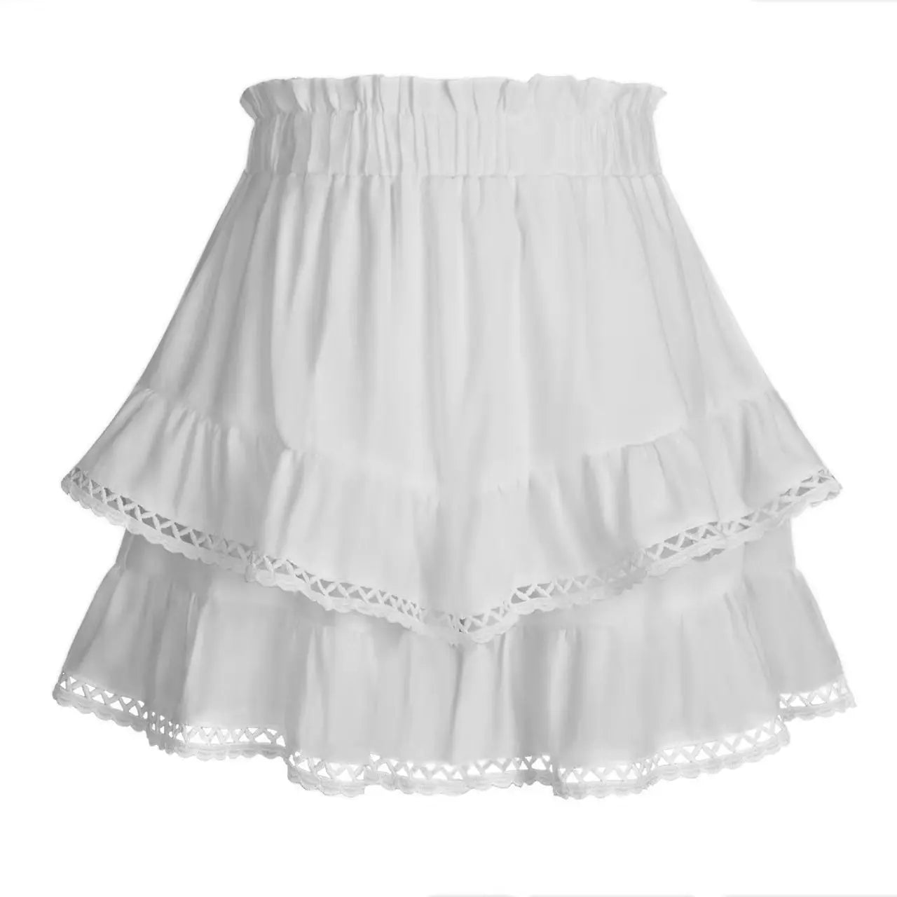 Glorol - Slim Fit Lace Pleated Layered Skirt