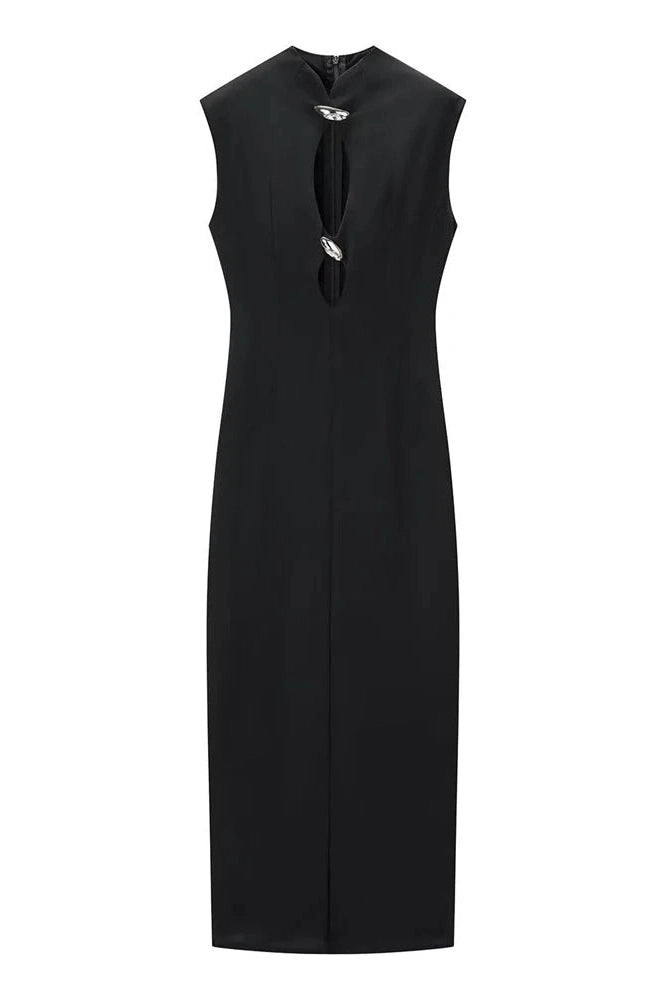 Glorol - Hollow Out High Waist Sleeveless Maxi Dress