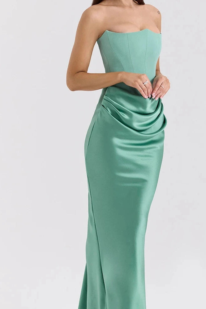 Glorol - Hollow Out Off-Shoulder High Waist Pleated Maxi Dress
