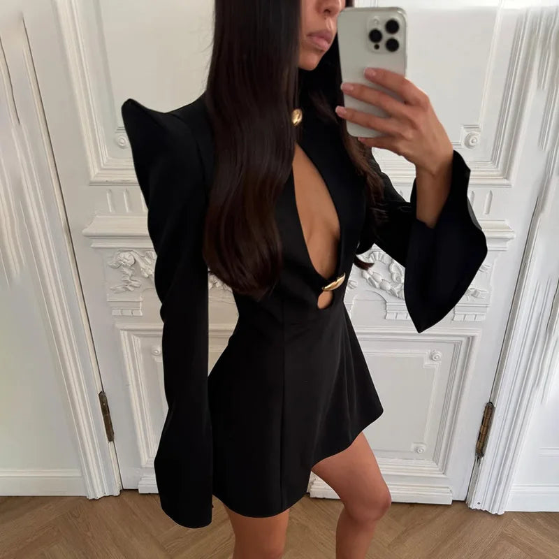 Glorol - Hollow Out Patchwork High Waist Mini Dress