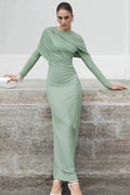 Glorol - Long Sleeve O Neck Bodycon Irregular Maxi Dress
