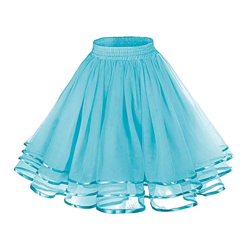 Glorol - Elastic Wide Waist Multi-Layer Skirt