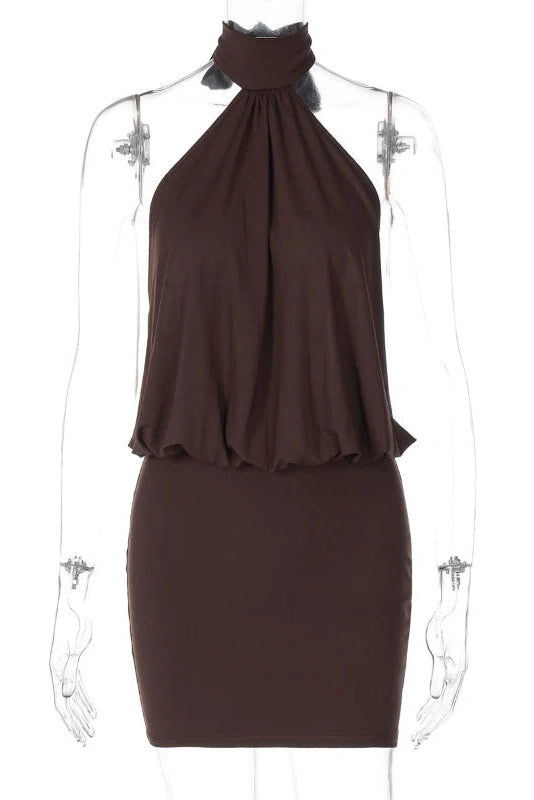 Glorol - Lace-Up Backless Bodycon Slim High Waist Sleeveless Mini Dress