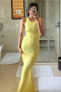 See-Through Sleeveless Slim High Waist Maxi Dress