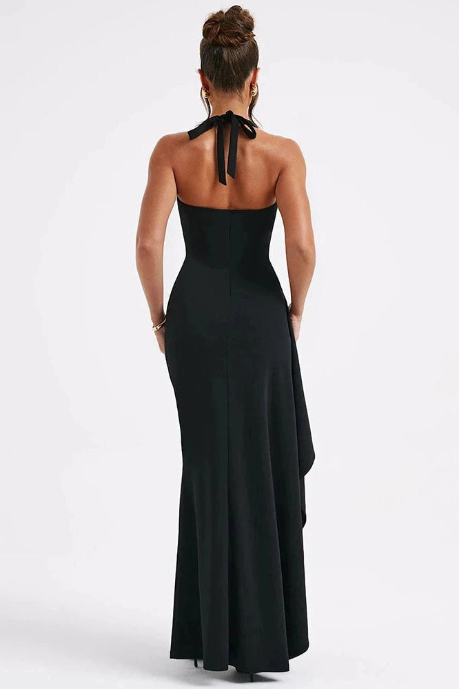 Glorol - Deep V Neck Sleeveless Backless Split Bodycon Maxi Dress