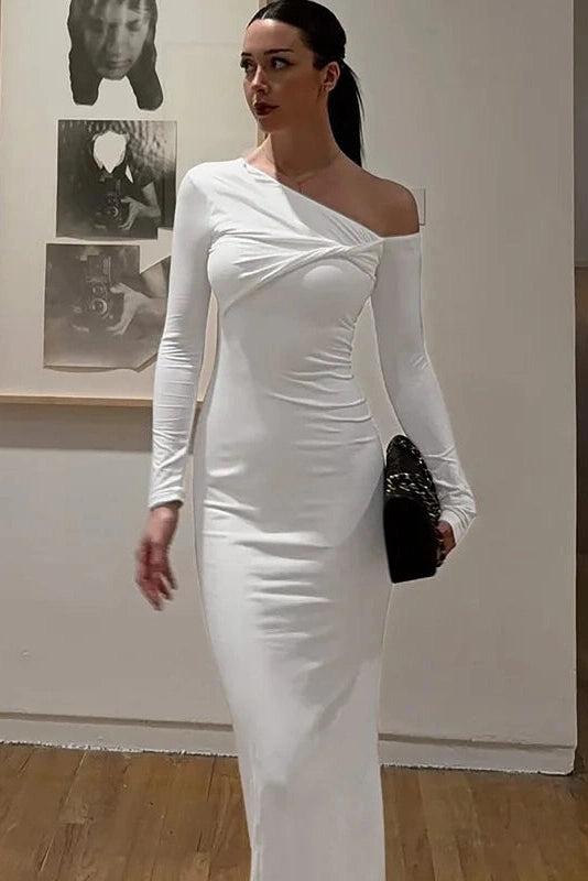 Glorol - Elegant Full Sleeve Slim High Waist Maxi Dress