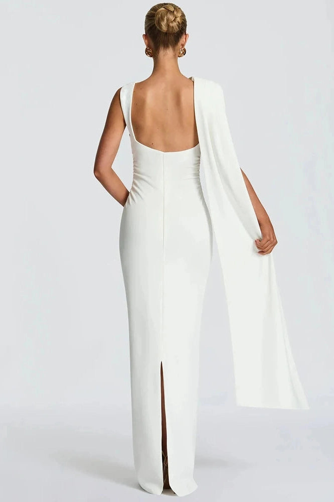 Glorol - Sleeveless One Shoulder High Waist Bodycon Maxi Dress