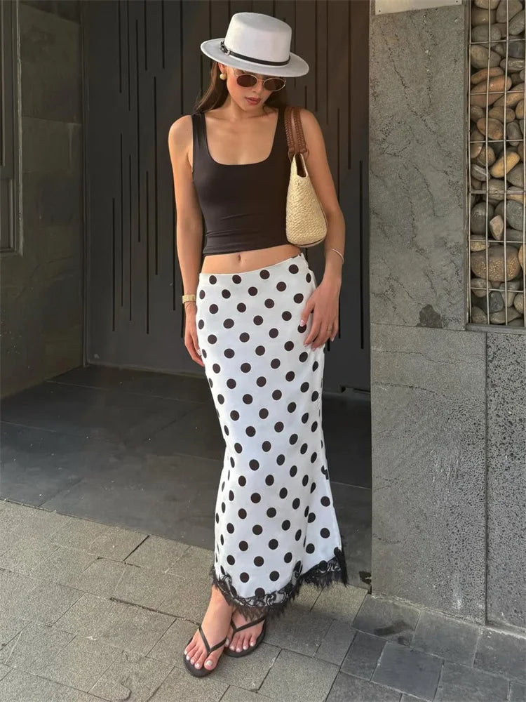 Glorol - High Waist Lace Patchwork Skirt