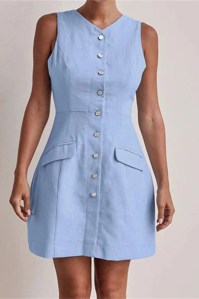 Glorol - Patchwork Sleeveless Mini Dress