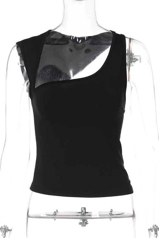 Glorol - Sleeveless Slim Irregular Top
