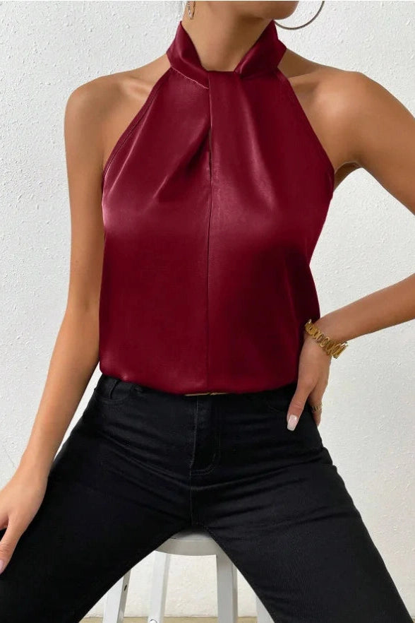 Glorol - Elegant Turtleneck Sleeveless Top