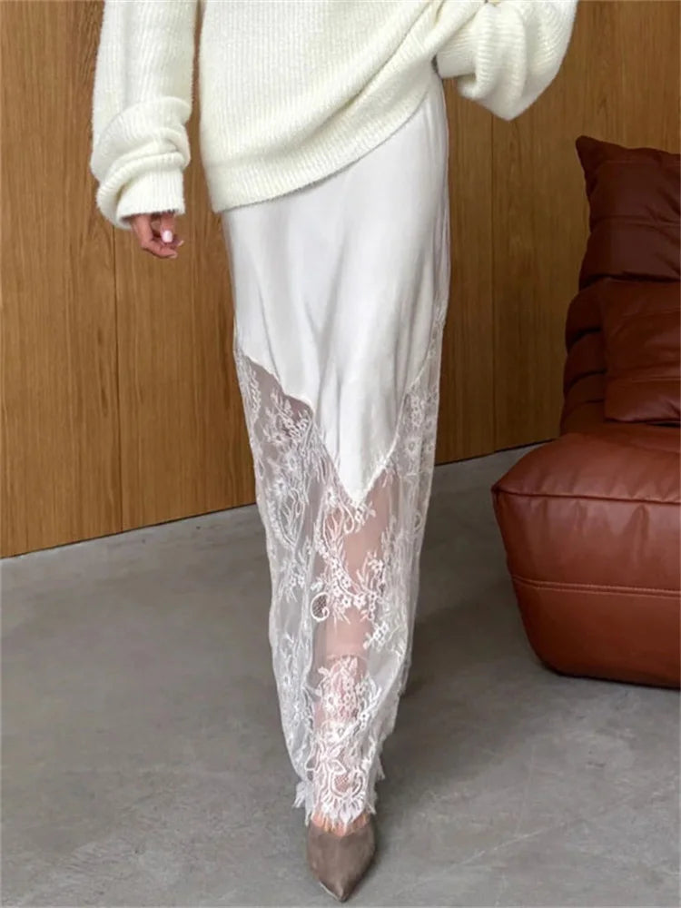 Glorol - High Waist Lace Patchwork Skirt