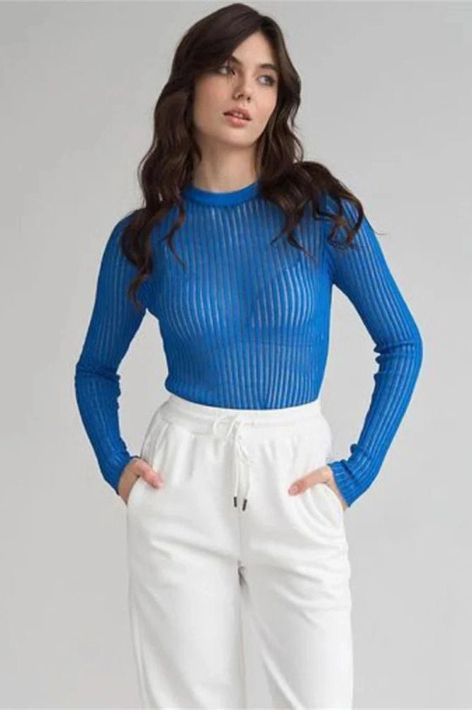 Glorol - See-Through Slim Long Sleeve Top