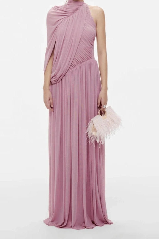 Glorol - Hollow Out Pleated Slim Maxi Dress