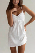 Glorol - Printed V-Neck Slim Backless High Waist Patchwork Mini Dress