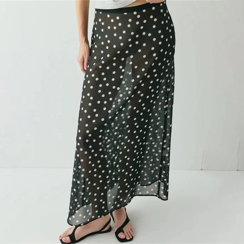 Glorol - High Waist See-Through Patchwork Skirt