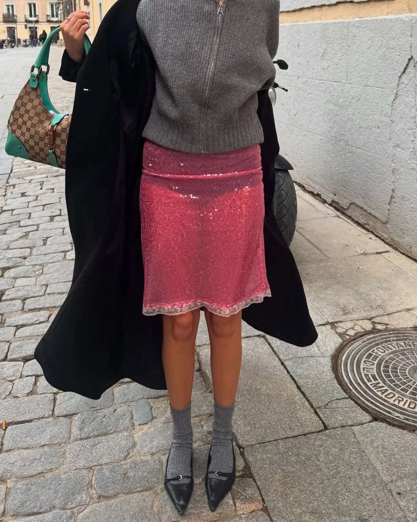 Glorol - Low Waist Sequins Lace Skirt