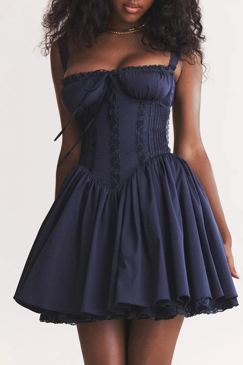 Glorol - Elegant Spaghetti Strap Strapless Backless A-line Mini Dress
