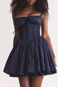 Glorol - Elegant Spaghetti Strap Strapless Backless A-line Mini Dress
