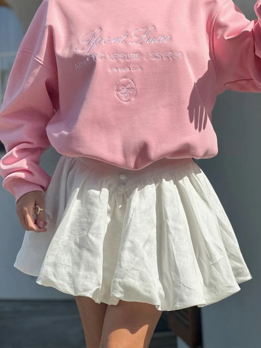 Glorol - Pleated Button-decorated High-waisted Skirt