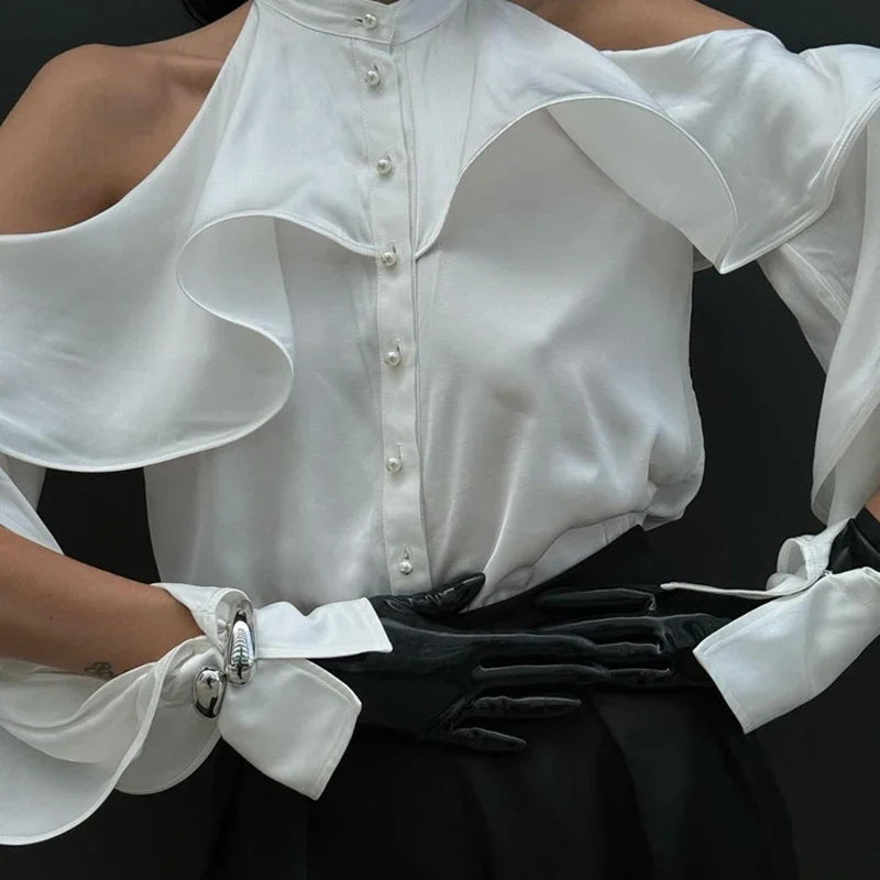 Glorol - Round Collar Off-Shoulder Top