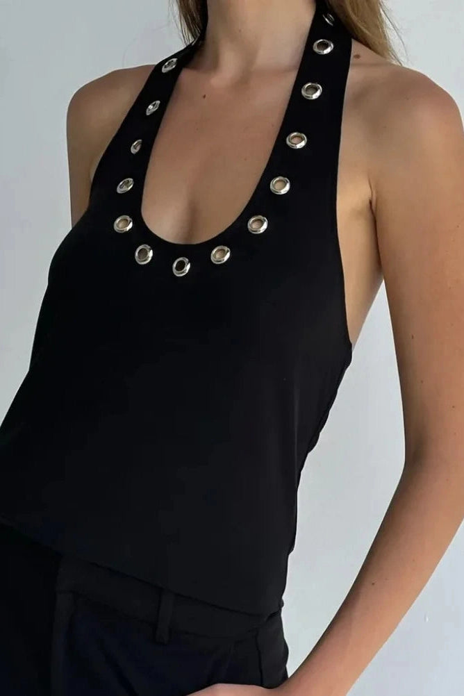 Glorol - Hollow Neck Sleeveless Bodycon Top