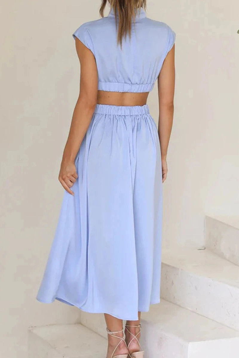 Glorol - Hollow-Out Sleeveless Loose Maxi Dress