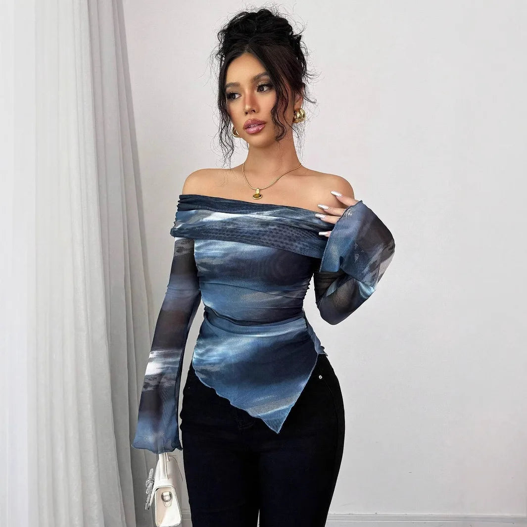 Glorol - Slim Off-Shoulder Long-Sleeved Top