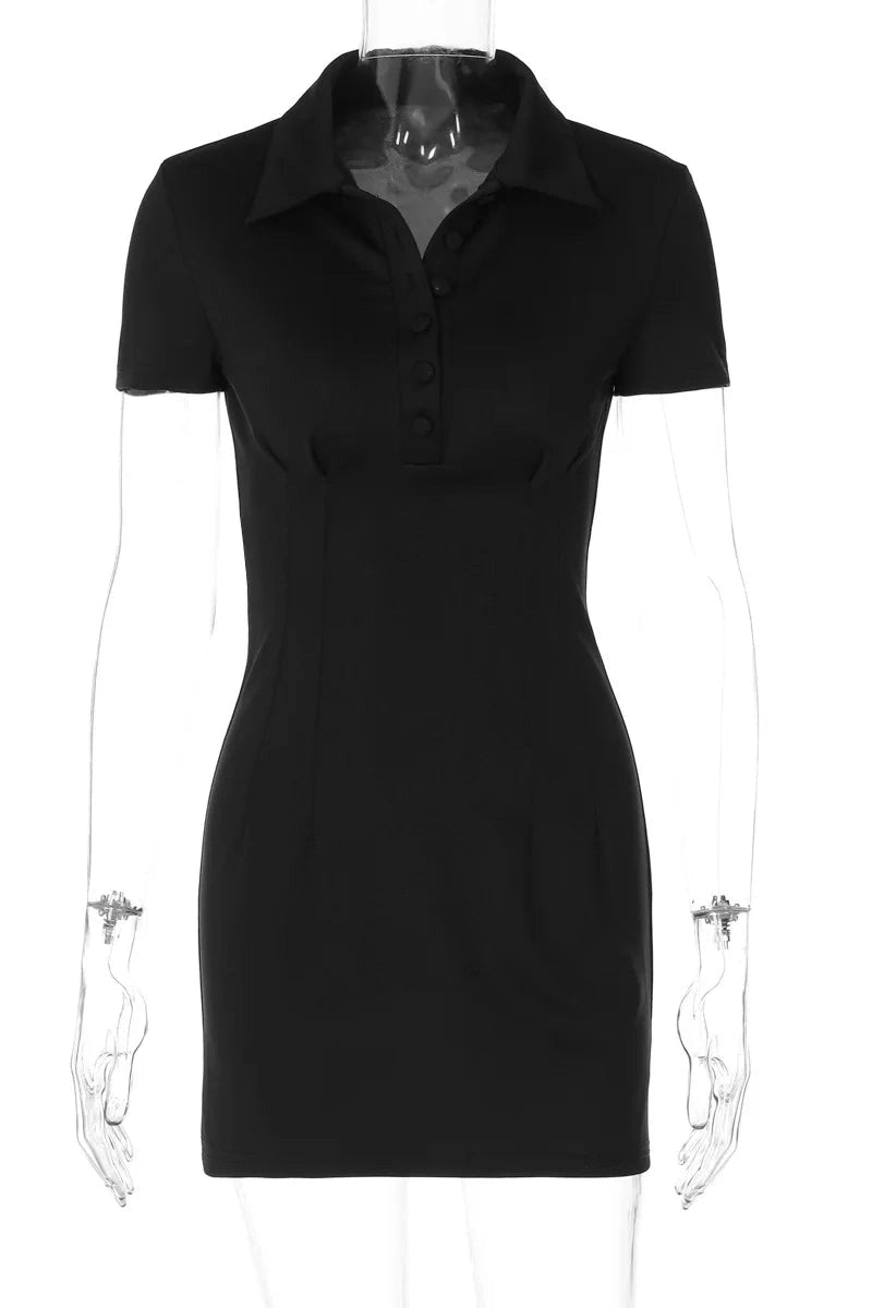 Glorol - Short Sleeve Slim High Waist Patchwork Mini Dress