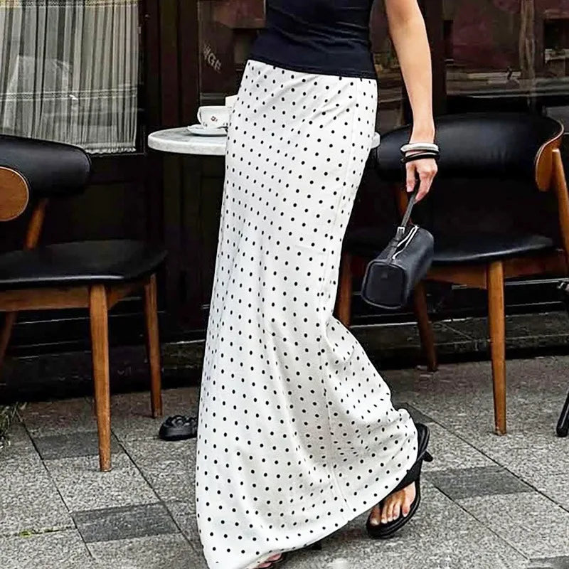 Glorol - High Waist Polka Dot Patchwork Skirt