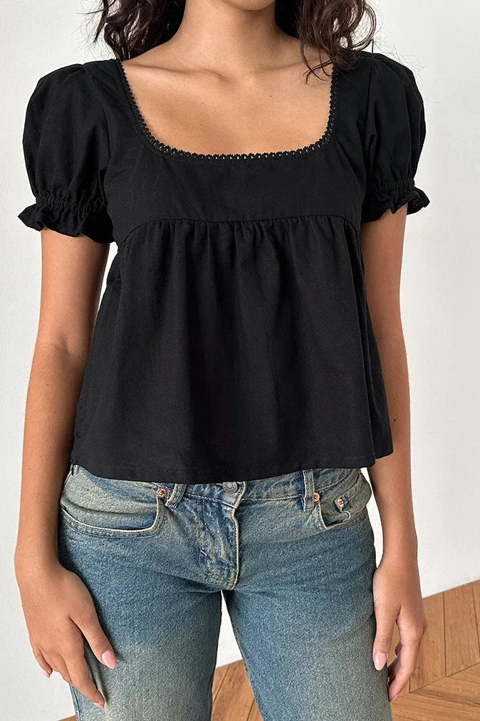 Glorol - Short Sleeve Square Neck Top