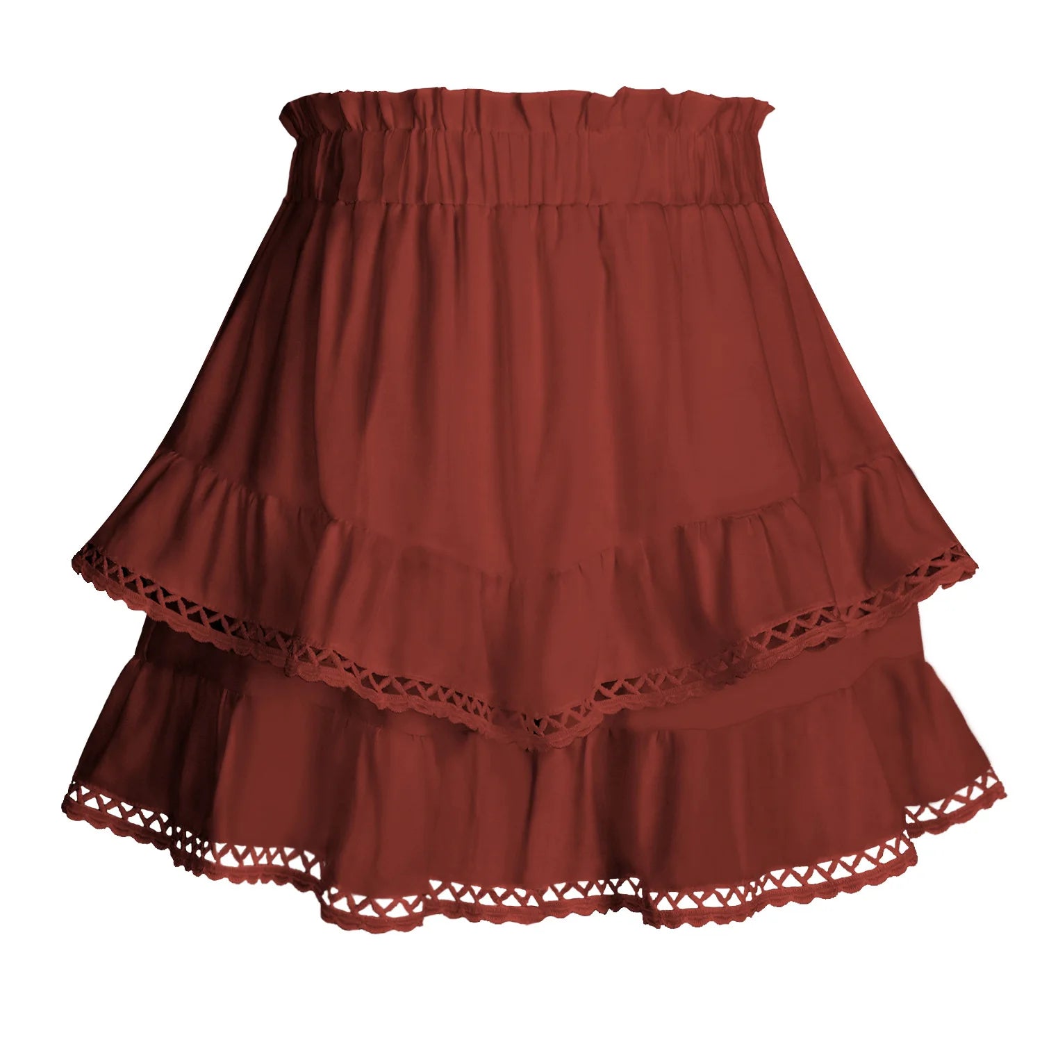 Glorol - Slim Fit Lace Pleated Layered Skirt