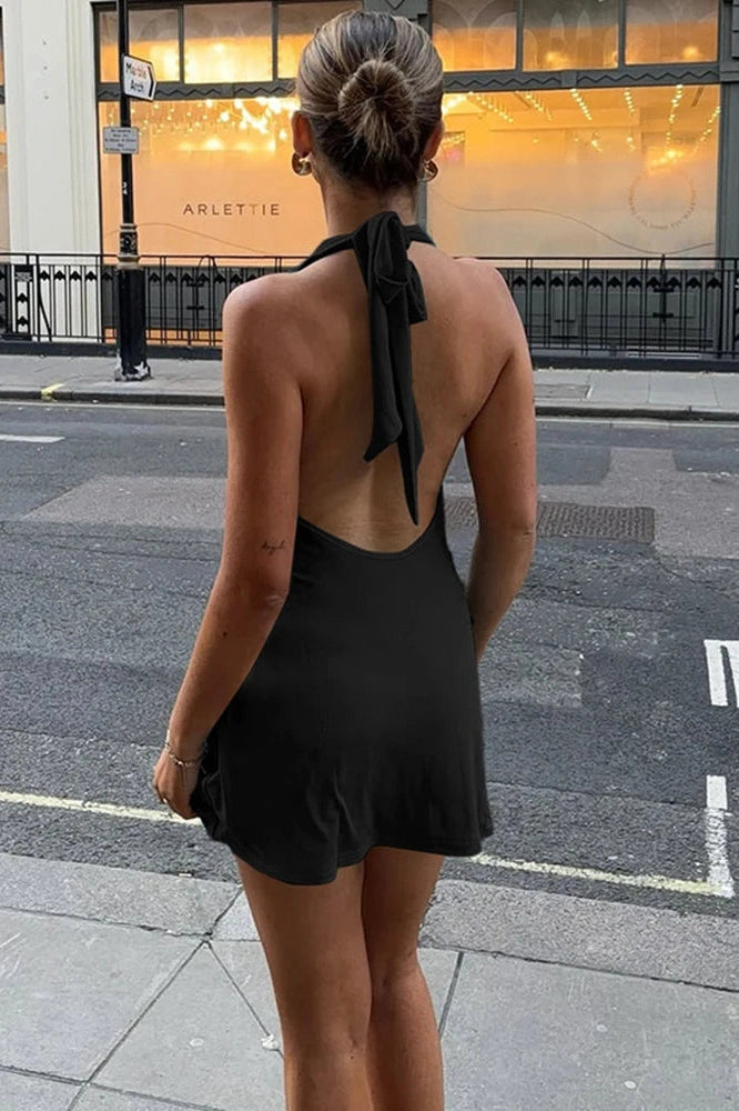 Glorol - Elegant Sleeveless Backless High Waist Bodycon Mini Dress