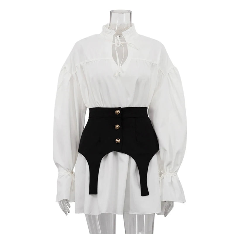 Glorol - Flare Sleeve High Waist Mini Dress