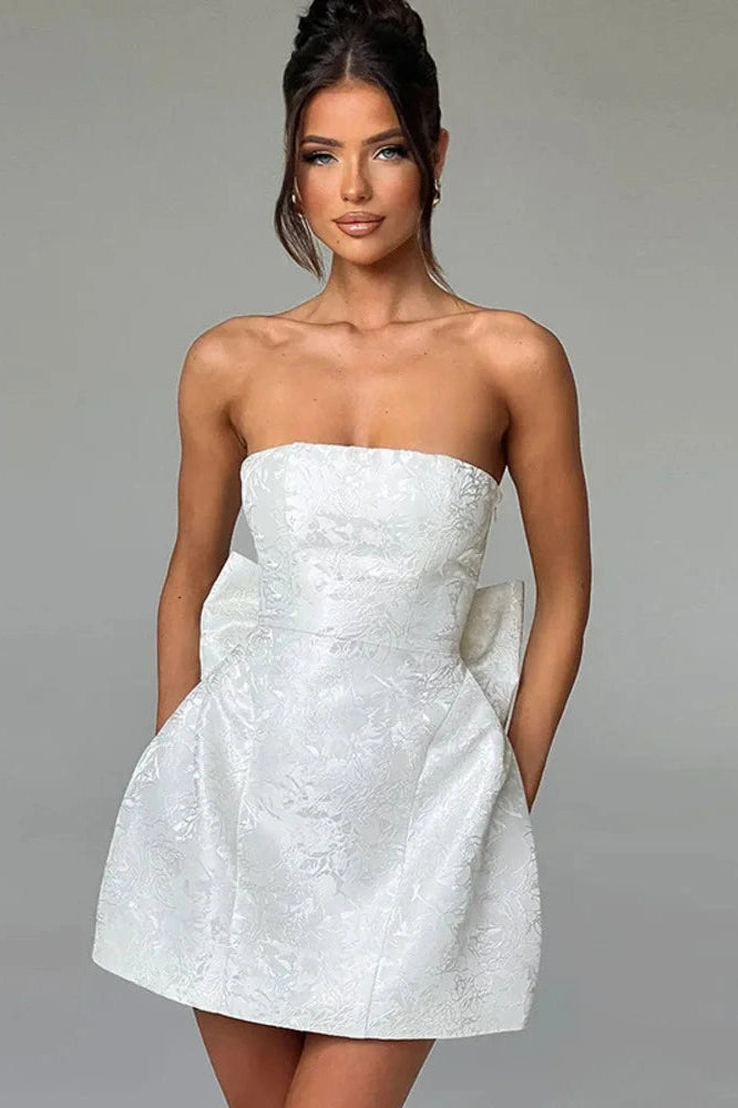 Glorol - Off-shoulder Strapless Sleeveless Backless Mini Dress
