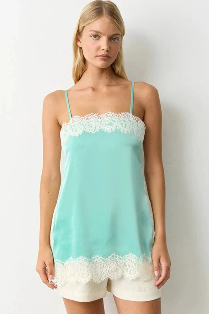 Glorol - Lace Backless Spaghetti Strap Sleeveless Top
