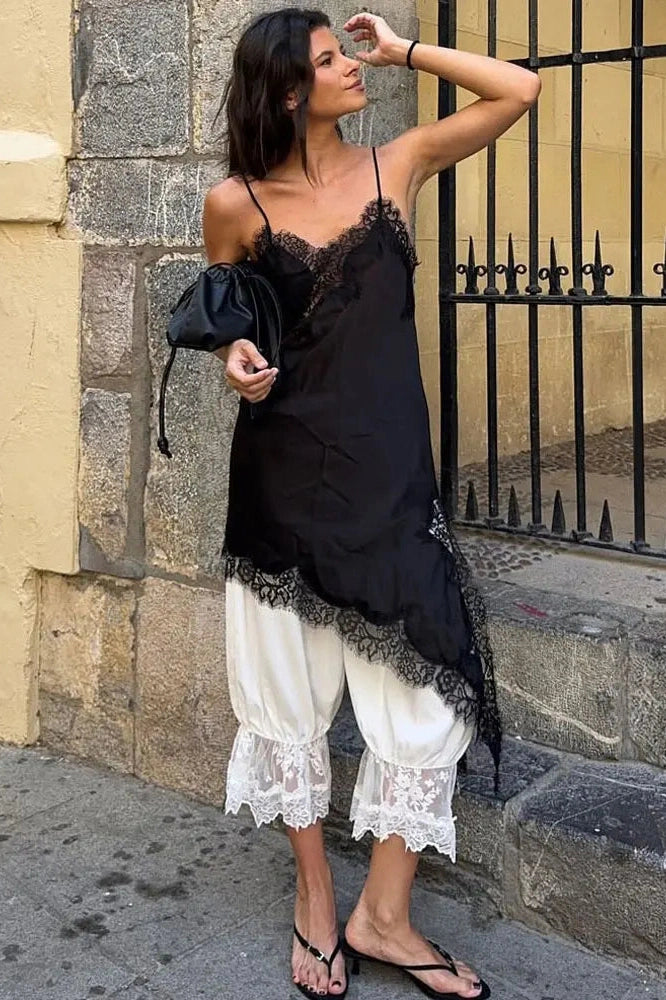 Glorol - Lace Backless Patchwork V-Neck Slim Bodycon Mini Dress