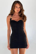Glorol - Backless Square Collar Sleeveless High Waist Mini Dress
