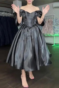 Glorol - Off Shoulder Printed High Waist Pleated Maxi Dress