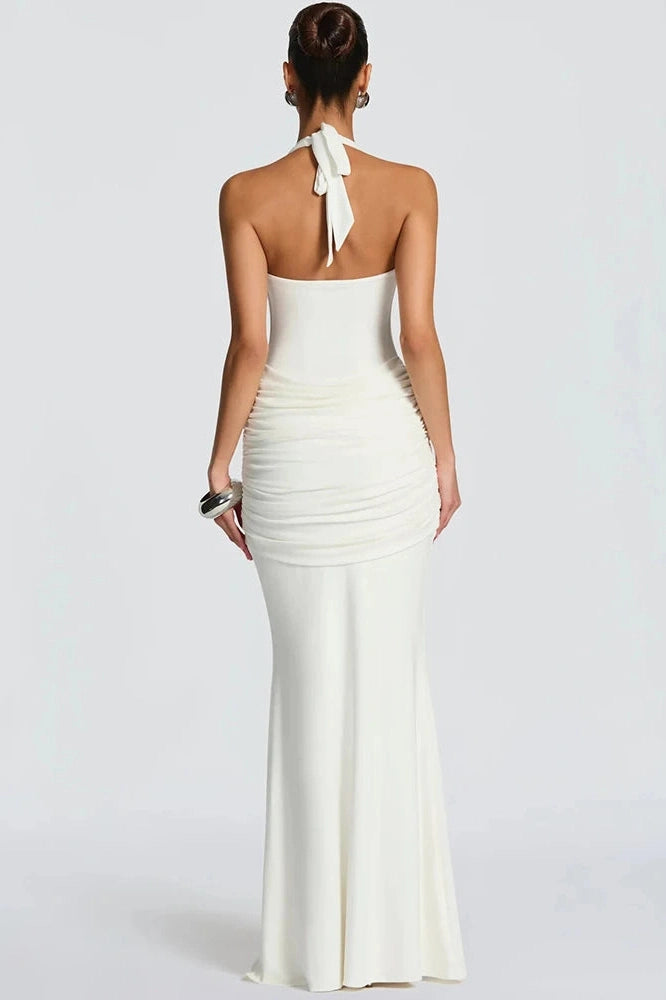 Glorol - Backless V Neck Sleeveless Bodycon Maxi Dress