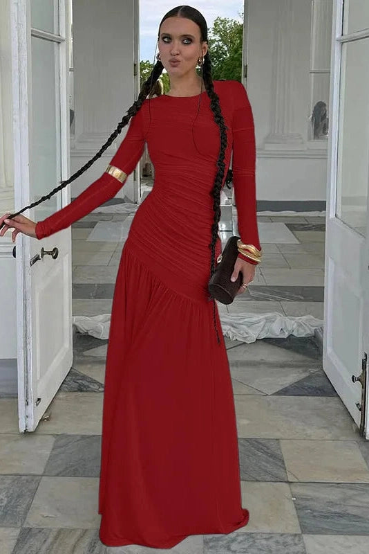 Glorol - Elegant Long Sleeve Bodycon Maxi Dress